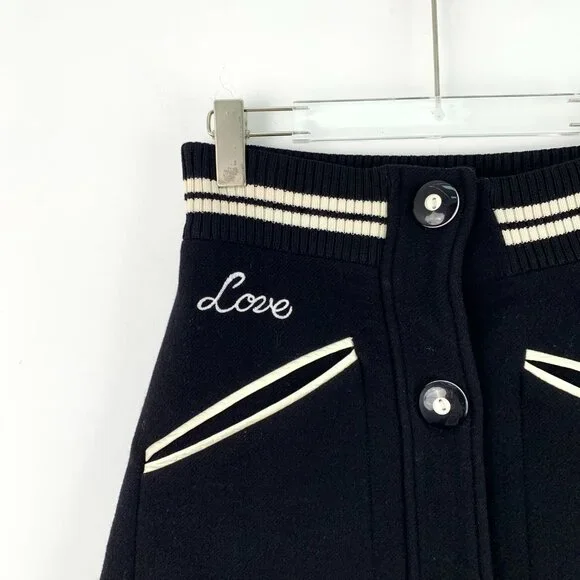 FW0246 MiuMiu Black wool single-breasted knitted skirt 40 M size